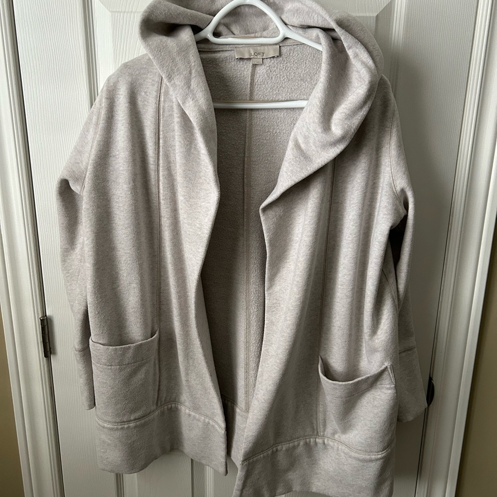 Loft Hooded Open Sweater Jacket
